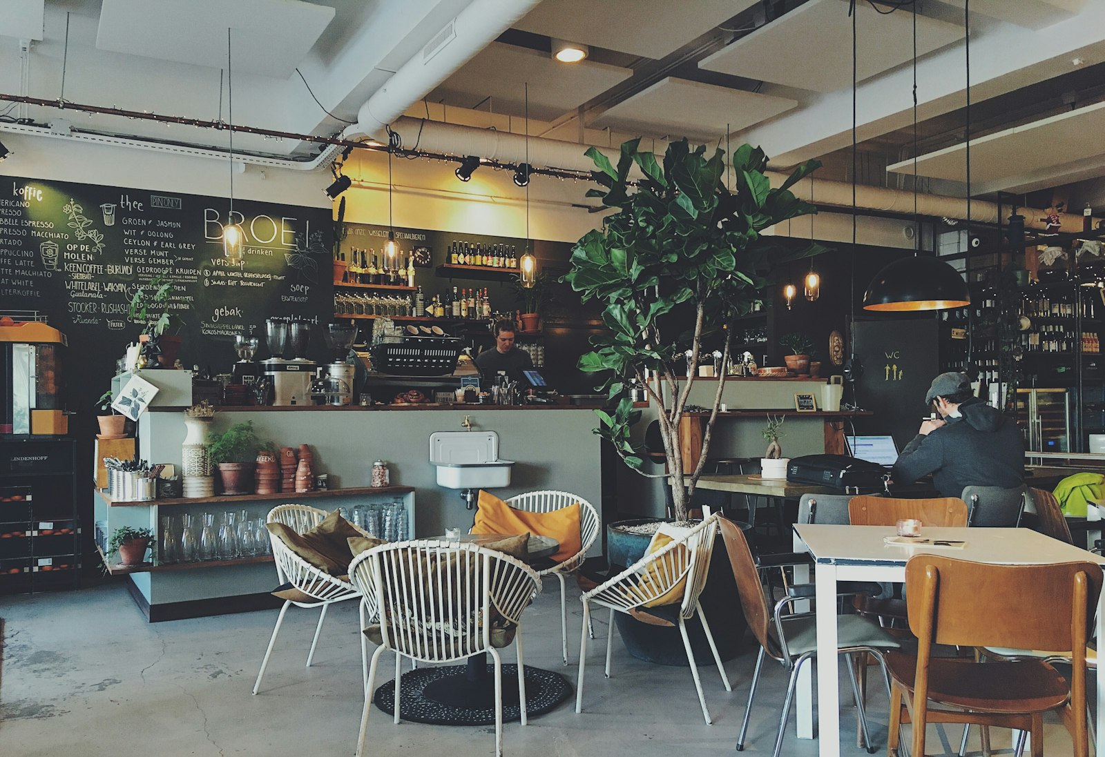 Modern cafe interior and service area