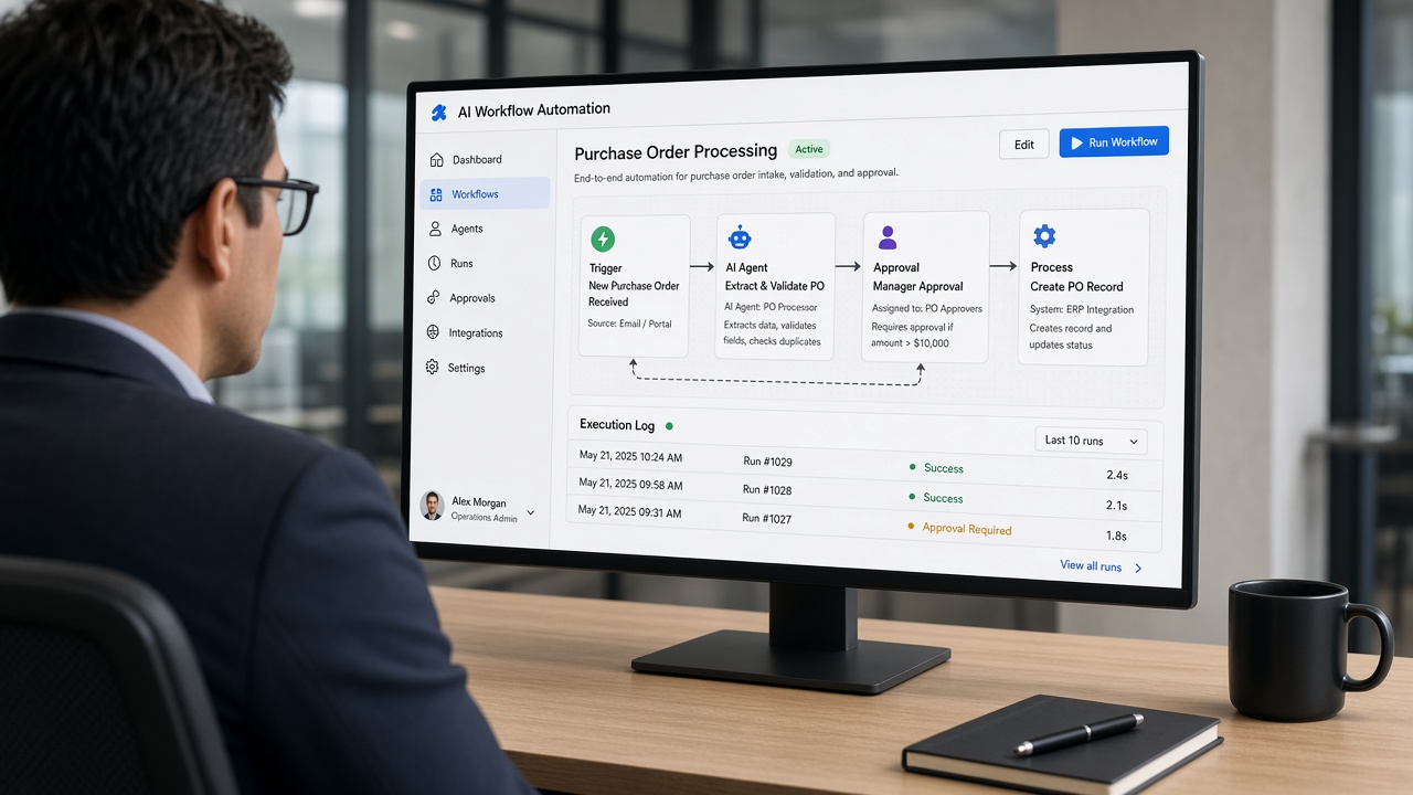 Workflow orchestration interface for purchase-order automation
