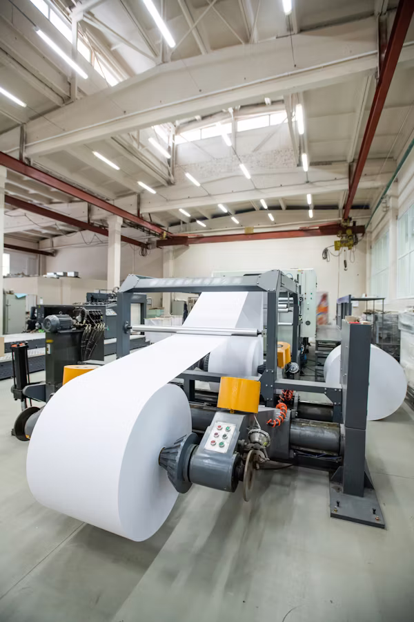 Paper mill machine and large paper roll